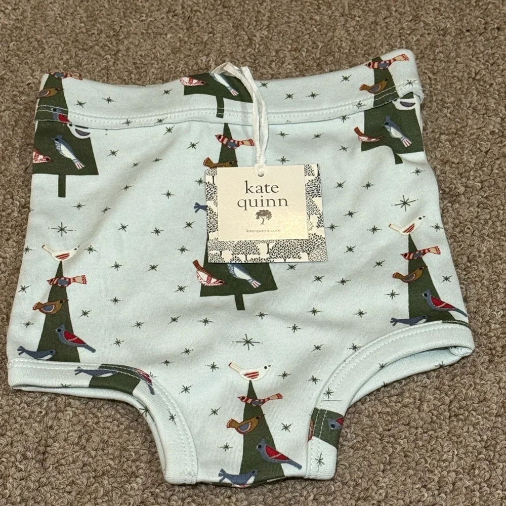 NWT Kate Quinn Kids Festive Tree Diaper Cover - Light Blue